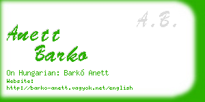 anett barko business card